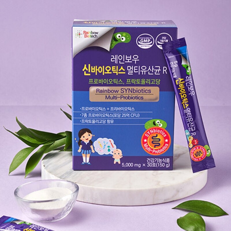 레인보우 신바이오틱스 멀티유산균,레인보우 신바이오틱스 멀티유산균  5g,60포/2Set(장청소 장건강 변비탈출  새콤달콤 맛있는 온가족 생생유산균 김치유산균 마이크로바이옴유산균  발효유산균 장용성 마이크로코팅 유산균 효소생산청국나토균 프리바이오틱스 유산균사균체)